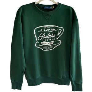 Polo Ralph Lauren Ralph’s Coffee Sweatshirt Green Unisex Crewneck Fleece Size M